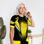 Banana Logo 3D Tshirt Custom Bold Symmetry Motif Yellow Black