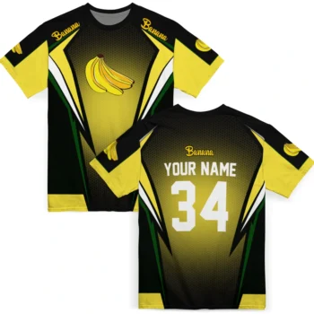 banana logo 3d tshirt custom bold symmetry motif yellow black fashion forward.webp