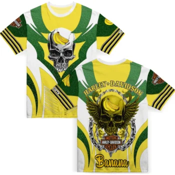 banana logo 3d tshirt custom skull emblem yellow white fashion forward.webp