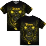Banana Logo 3D Tshirt Fiery Skull Yellow Black