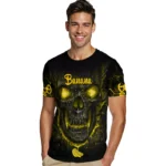 Banana Logo 3D Tshirt Fiery Skull Yellow Black