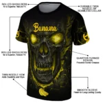 Banana Logo 3D Tshirt Fiery Skull Yellow Black