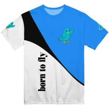 bird logo 3d tshirt abstract curve blue white best selling.webp