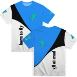 bird logo 3d tshirt abstract curve blue white best selling.webp