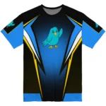 bird logo 3d tshirt custom bold symmetry motif blue black best selling.webp