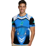 bird logo 3d tshirt custom futuristic armor blue black white best selling.webp