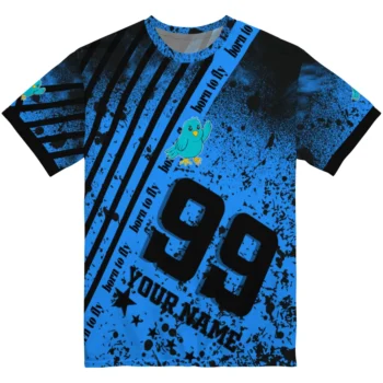 bird logo 3d tshirt custom splatter art motif blue black best selling.webp