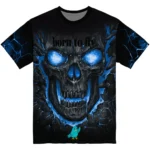 bird logo 3d tshirt fiery skull blue black best selling.webp