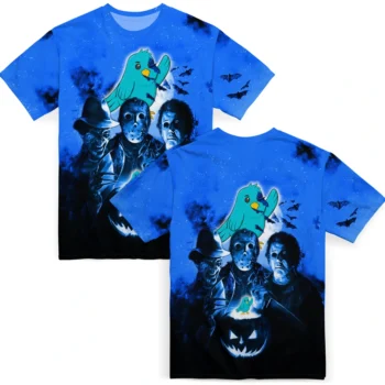 bird logo 3d tshirt horror icons blue black fashion forward.webp